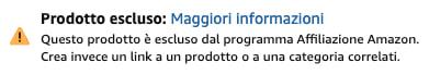 Avviso SiteStripe prodotto escluso
